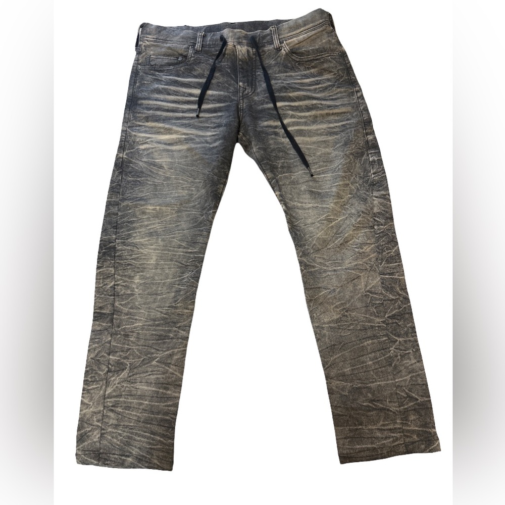 True Religion Gray Twisted Dean Drawstring Pull On Jeans Straight Leg